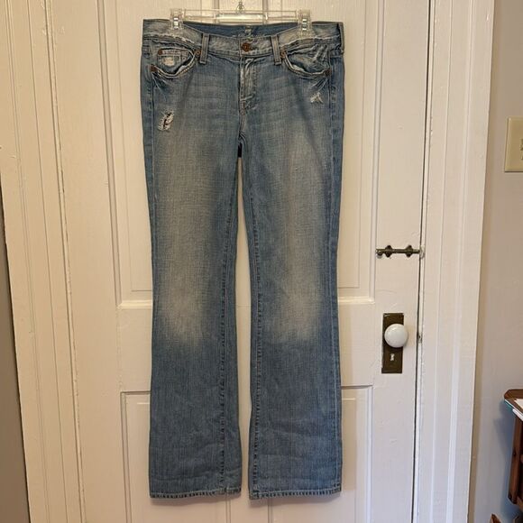 Seven for all Mankind denim straight leg bootcut medium wash jeans 31 - Picture 7 of 9